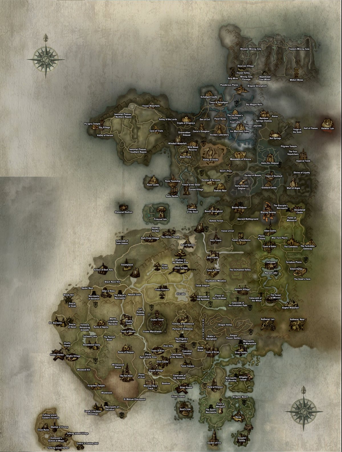 Mapa do mundo de Lineage II